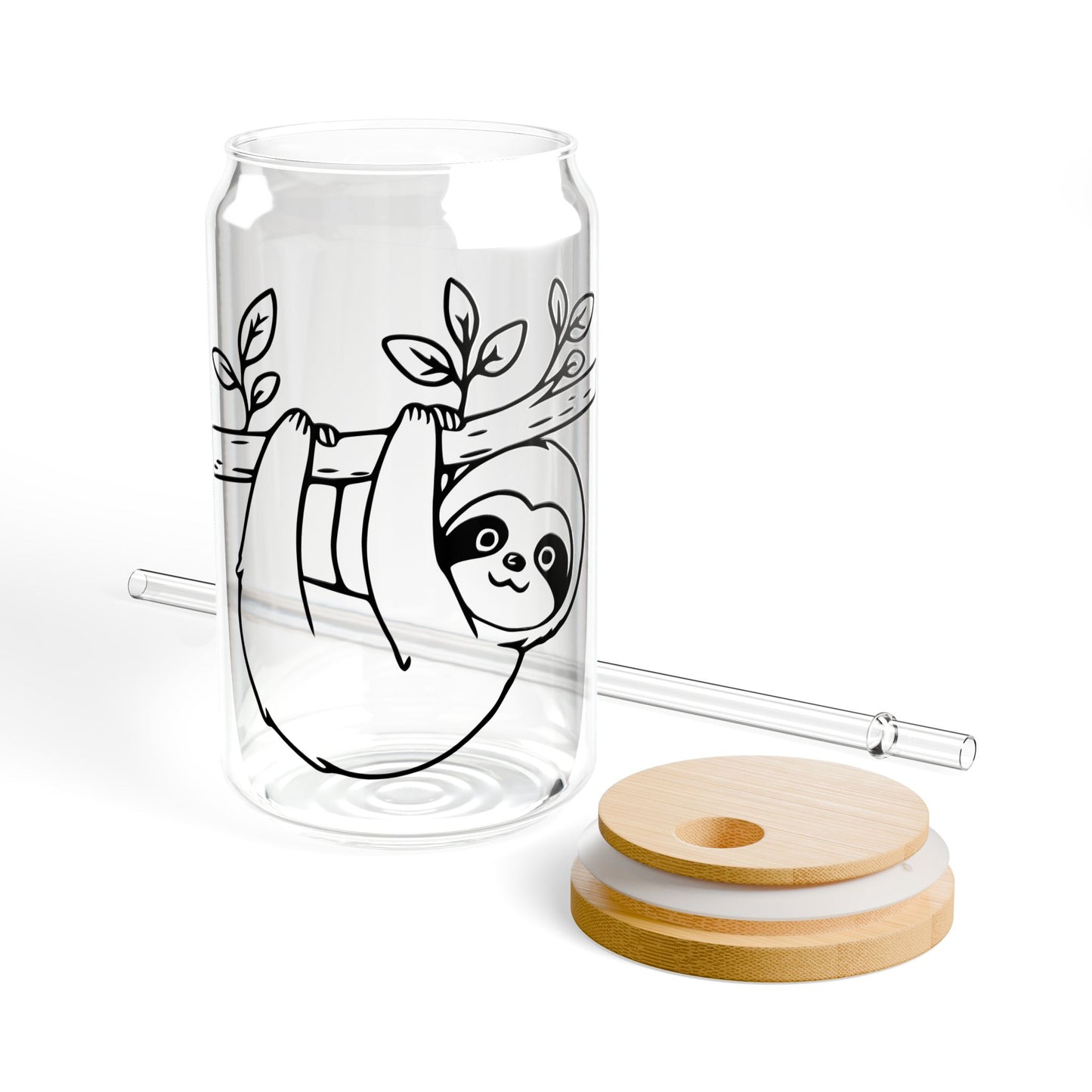 Sipper Glass, 16oz. Sloth Wildlife